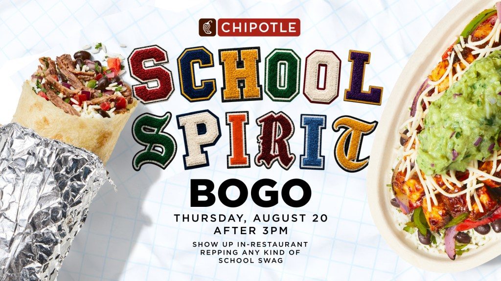 Chipotle Offering BOGO Entrées Today for Back-to-School Season