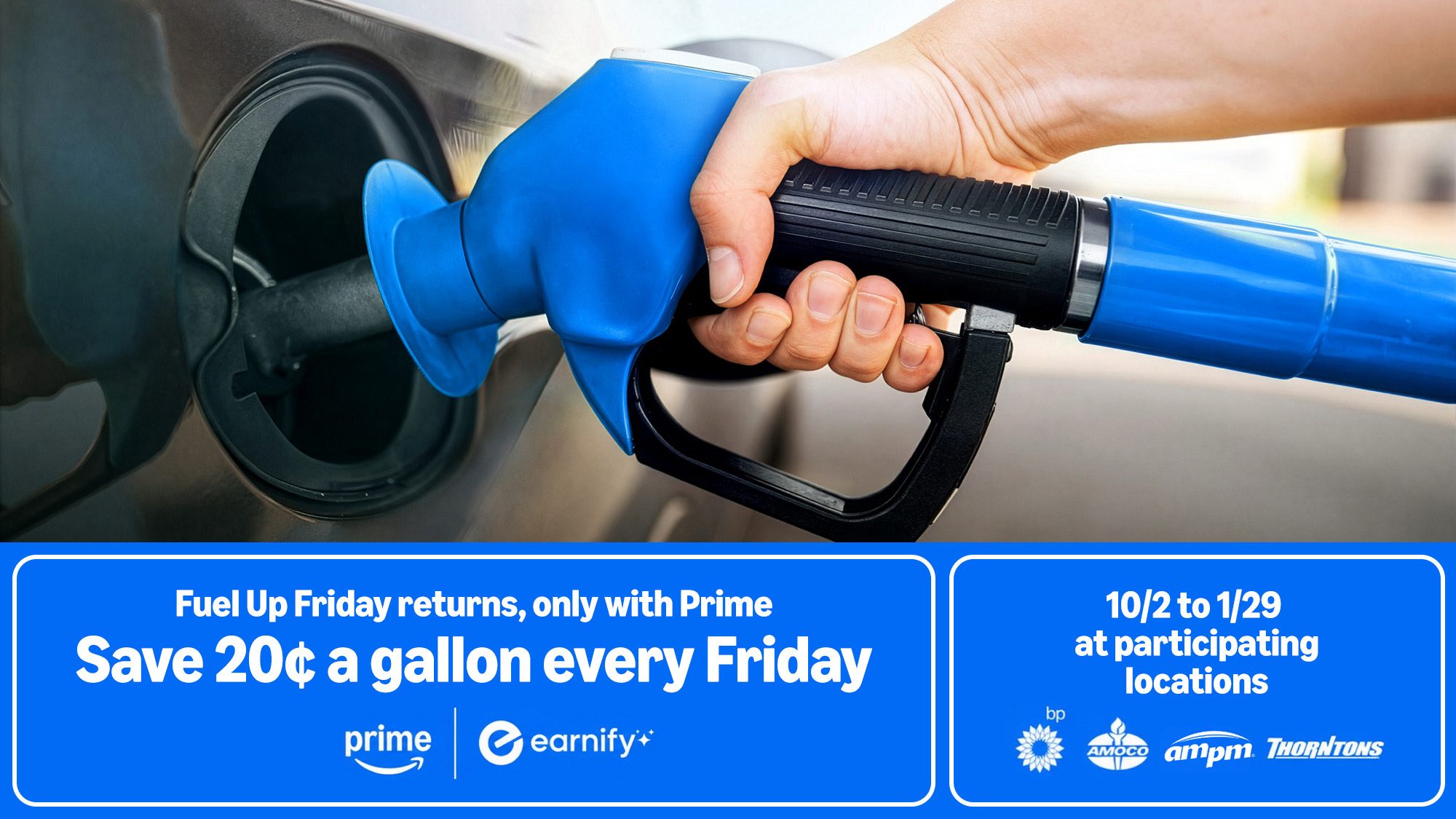 Amazon Prime Members Can Save 20¢ Per Gallon Every Friday Through January